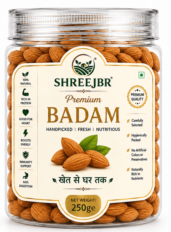 Premium ShreeJBR Almonds 250gm with Free Container