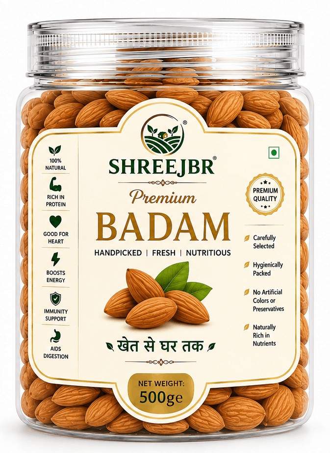 Premium ShreeJBR Almonds 500gm with Free Container